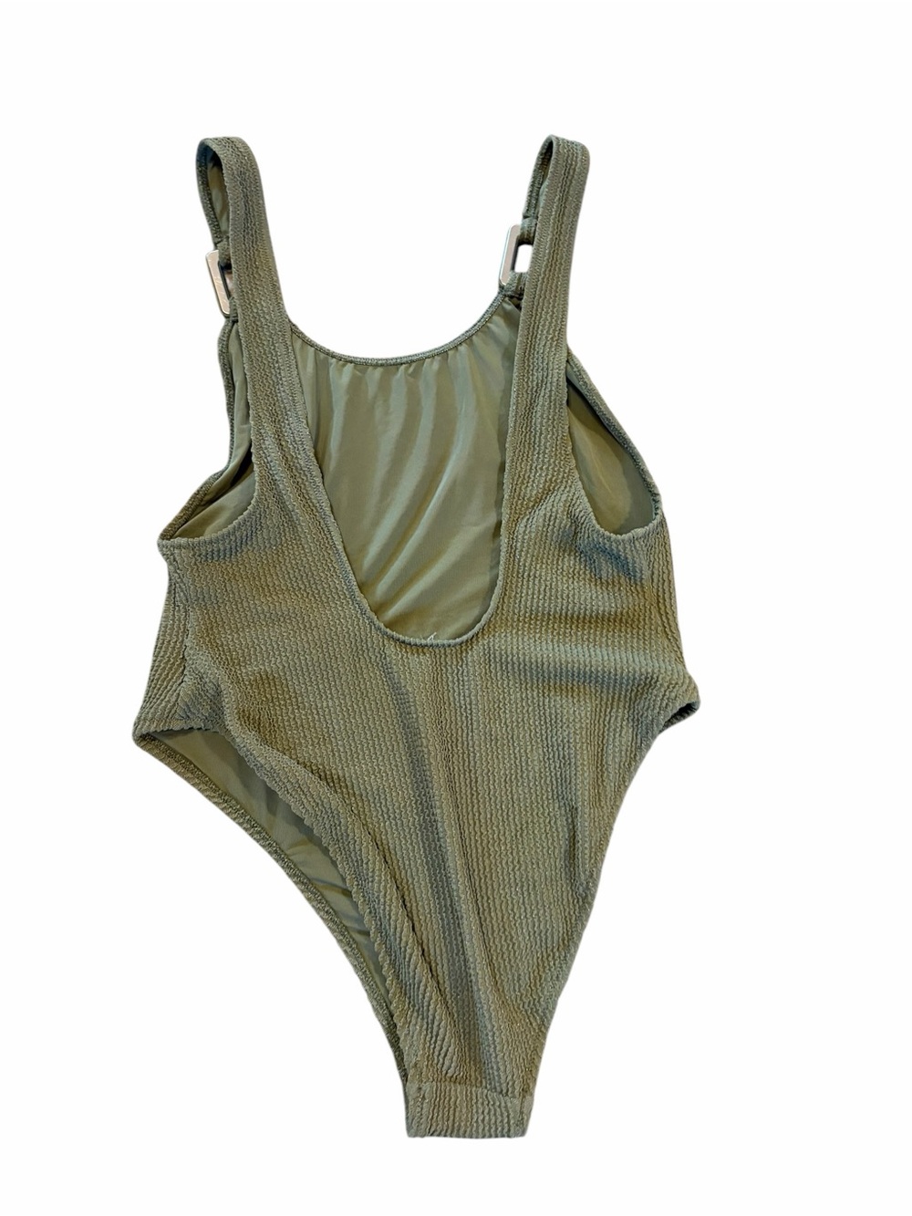 Aerie Birthday Crinkle Scoopneck One Piece Green Shimmer Swim Cheekiest Size L - Picture 5 of 9